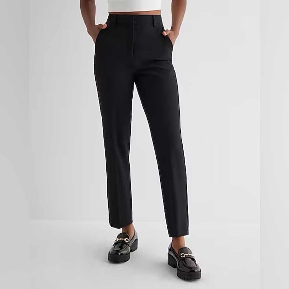 Express Editor Super High Waisted Ankle Pant 16 Long Black NWT